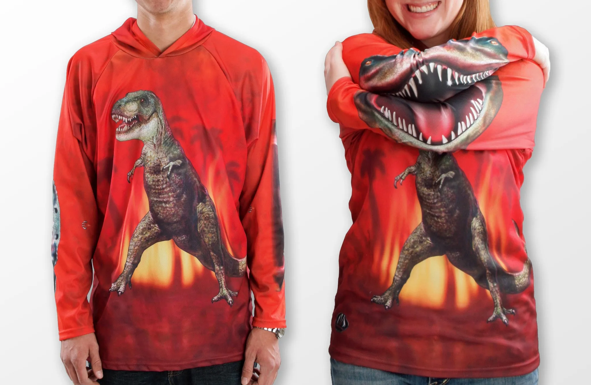 T-REX DINO in RED Hoodie Sport Shirt by MOUTHMAN®