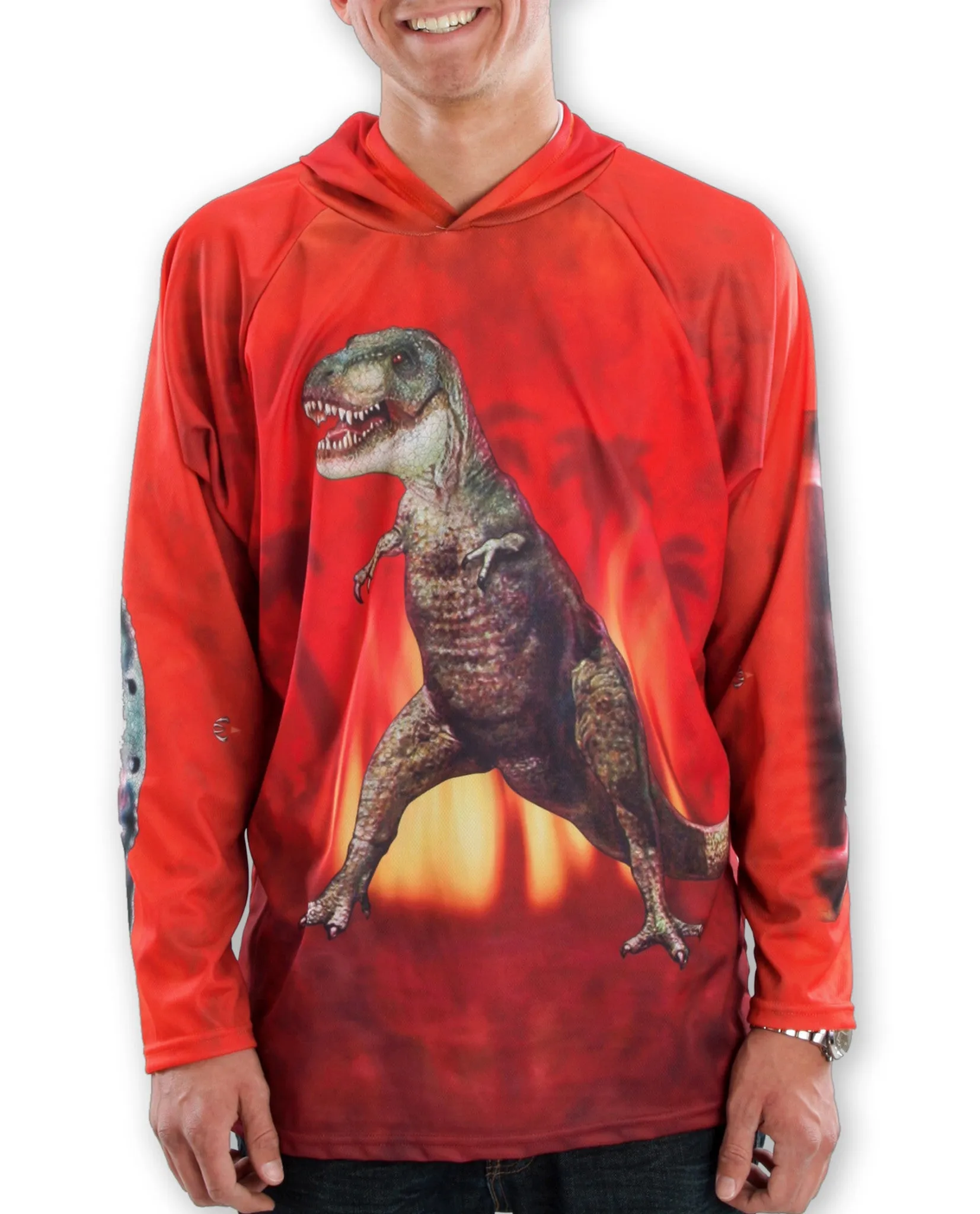 T-REX DINO in RED Hoodie Sport Shirt by MOUTHMAN®