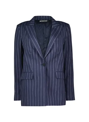 Thea Linen Blazer | Indigo & White Stripe