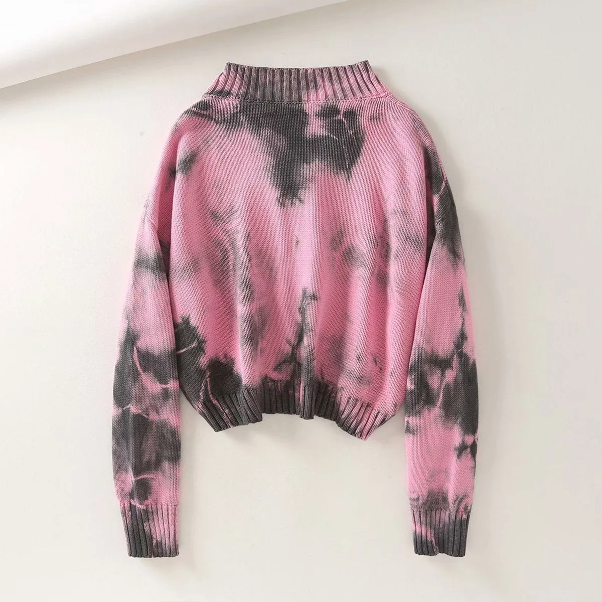 Tie-dye Brooch Button Knitting Sweater Cardigan