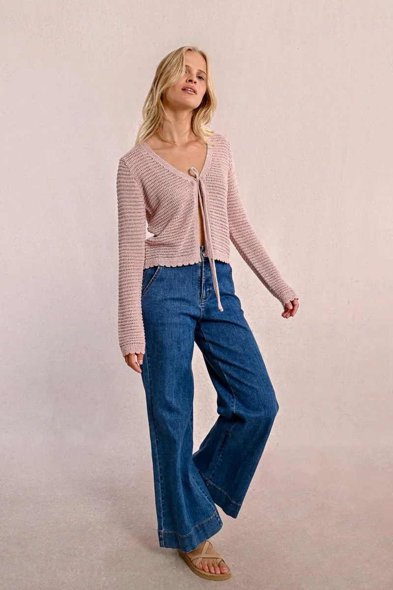 Tieable Mesh Bolero - Light Pink