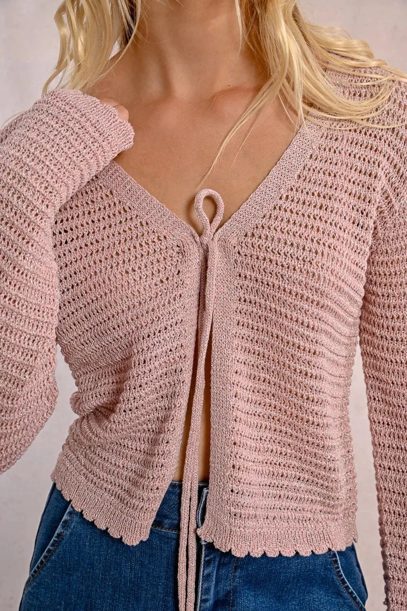 Tieable Mesh Bolero - Light Pink