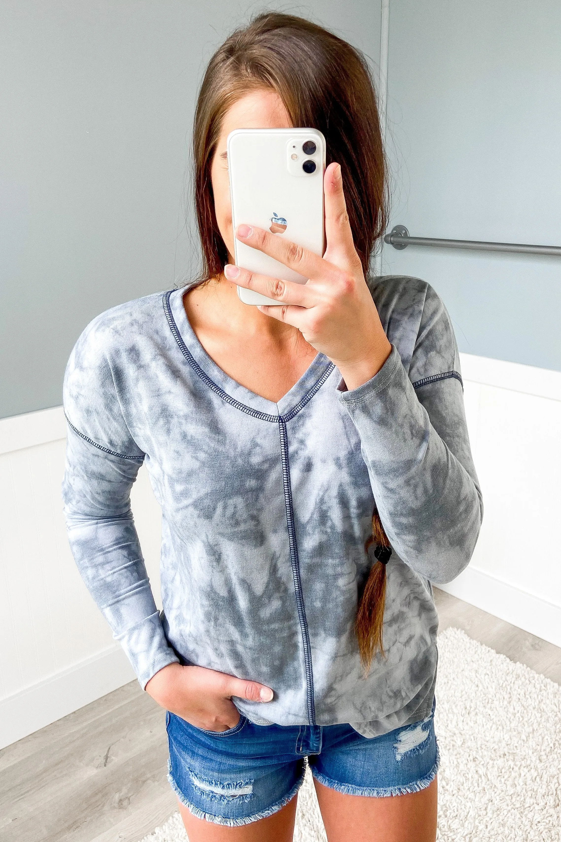 Together Forever Tie Dye Top- Vintage Grey