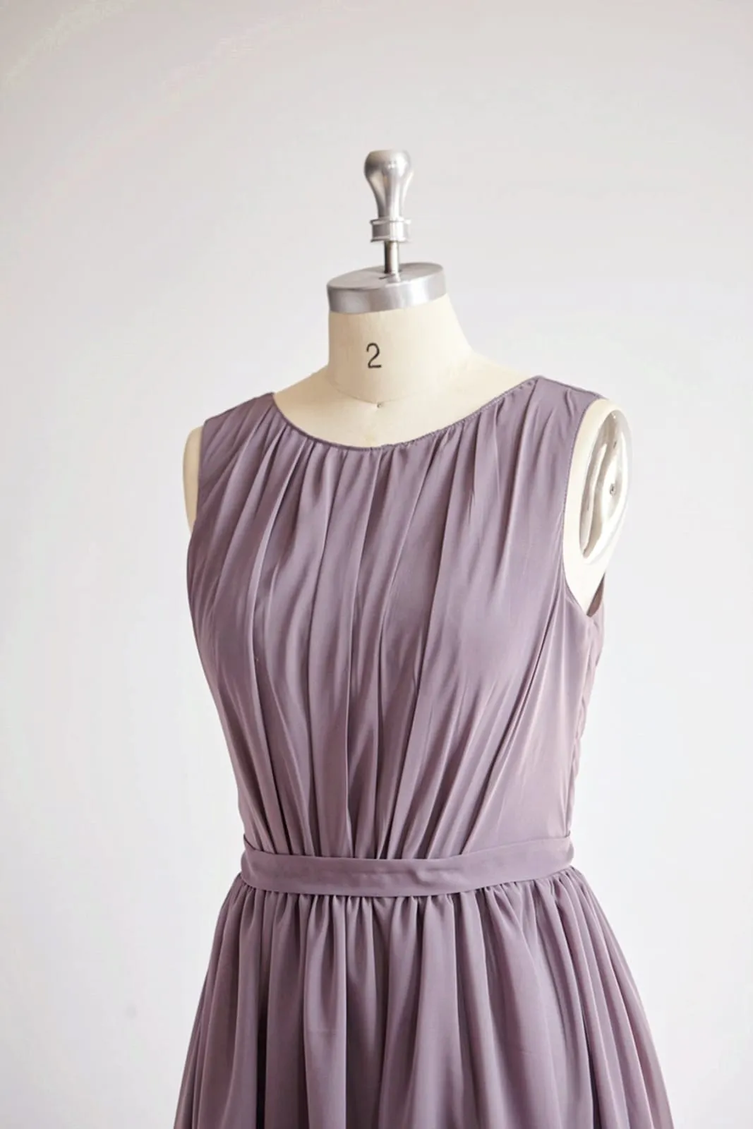 V Back Gray Chiffon Long Wedding Bridesmaid Dress Prom Dress