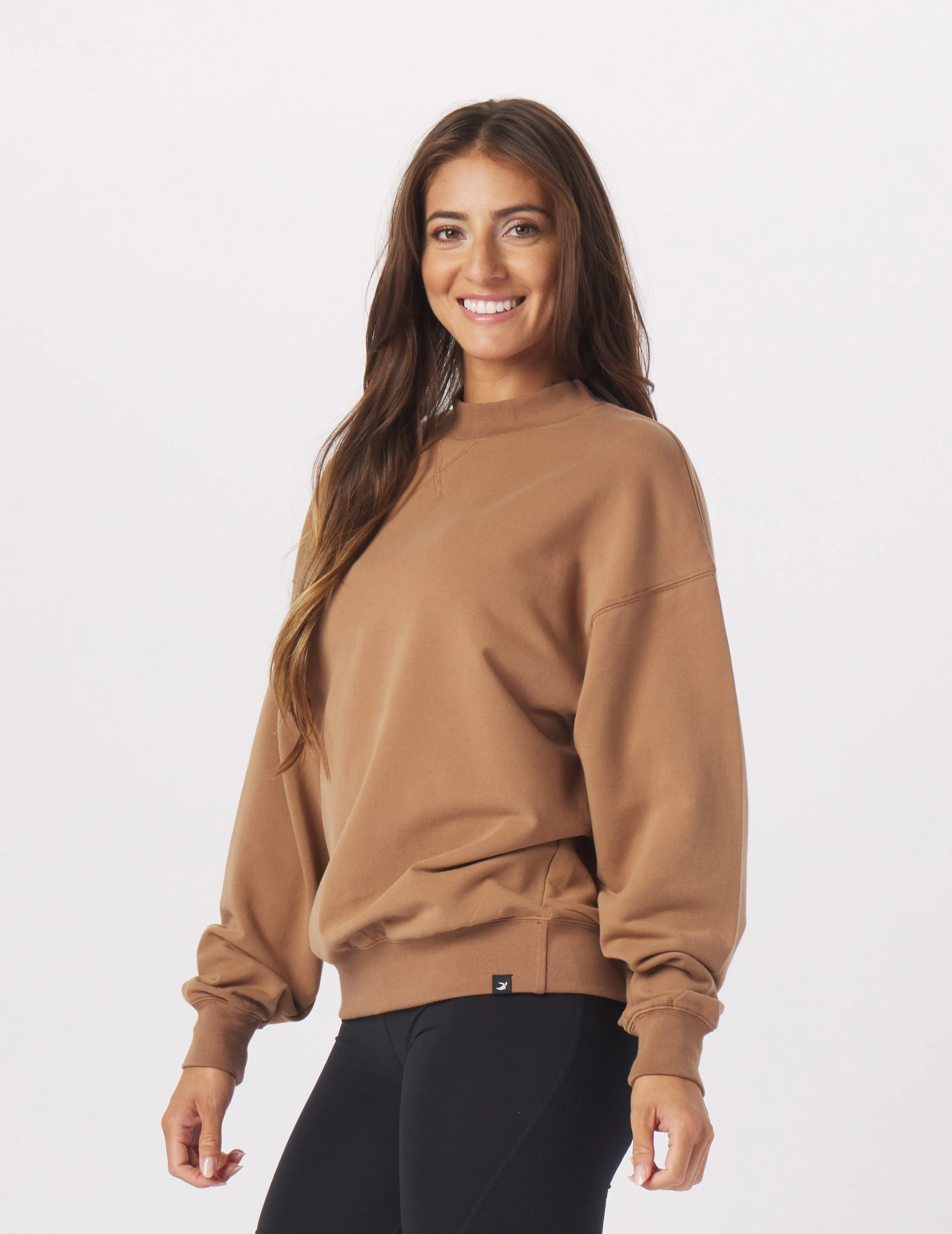 Vintage Oversized Crew: Almond