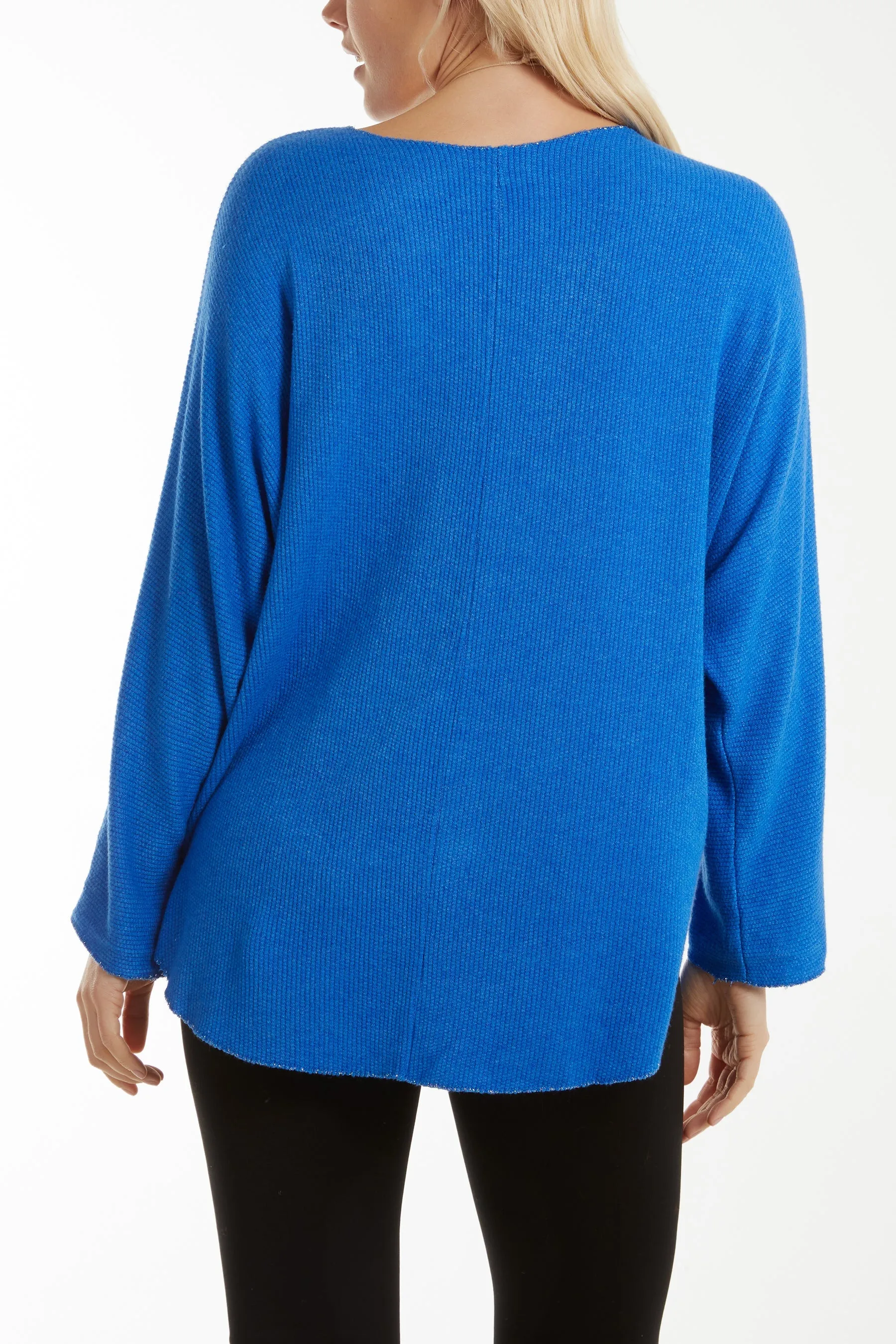 Waffle Fine Knit Batwing Necklace Jumper