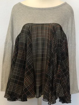 WAFFLE KNIT LONG SLEEVE TOP