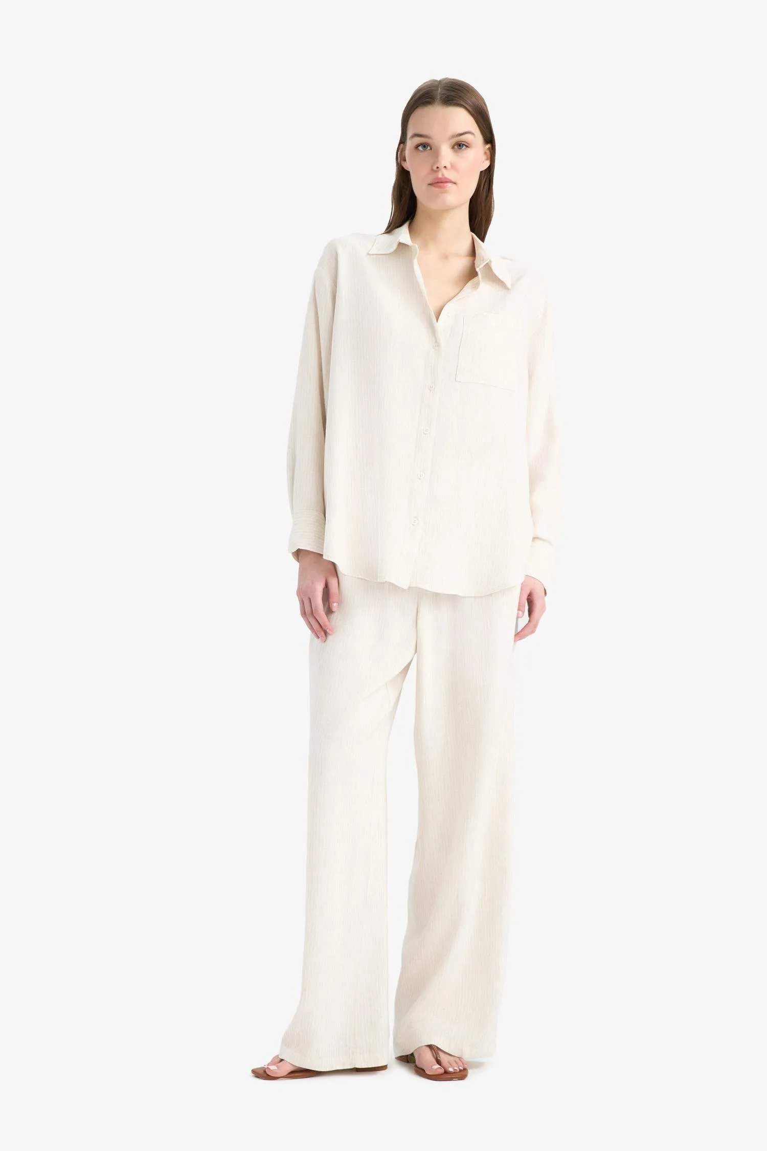 Wide Leg Double Pocket Striped Trousers