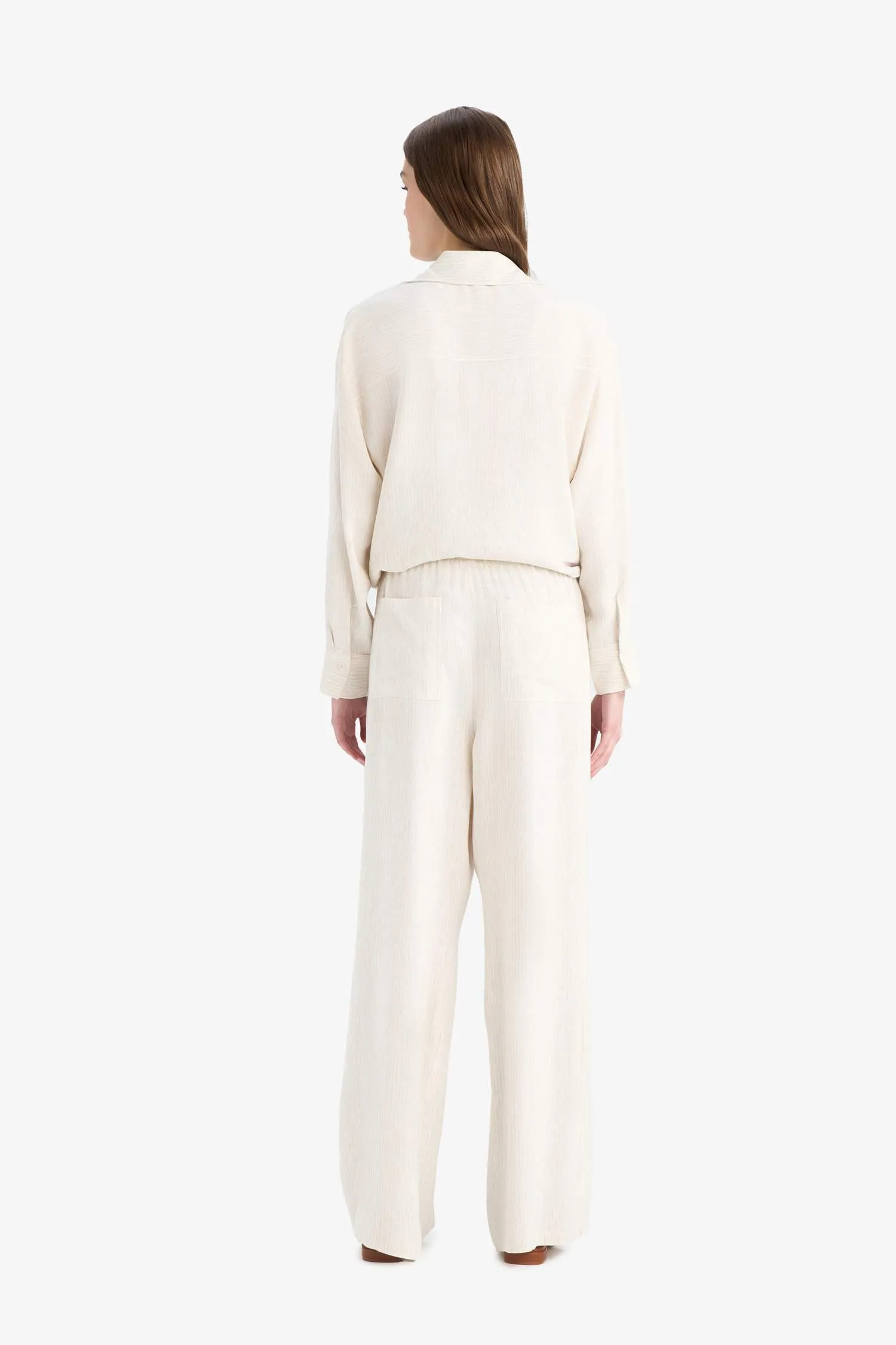 Wide Leg Double Pocket Striped Trousers