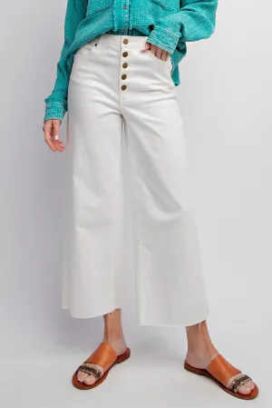 Wide Leg Twill Trousers