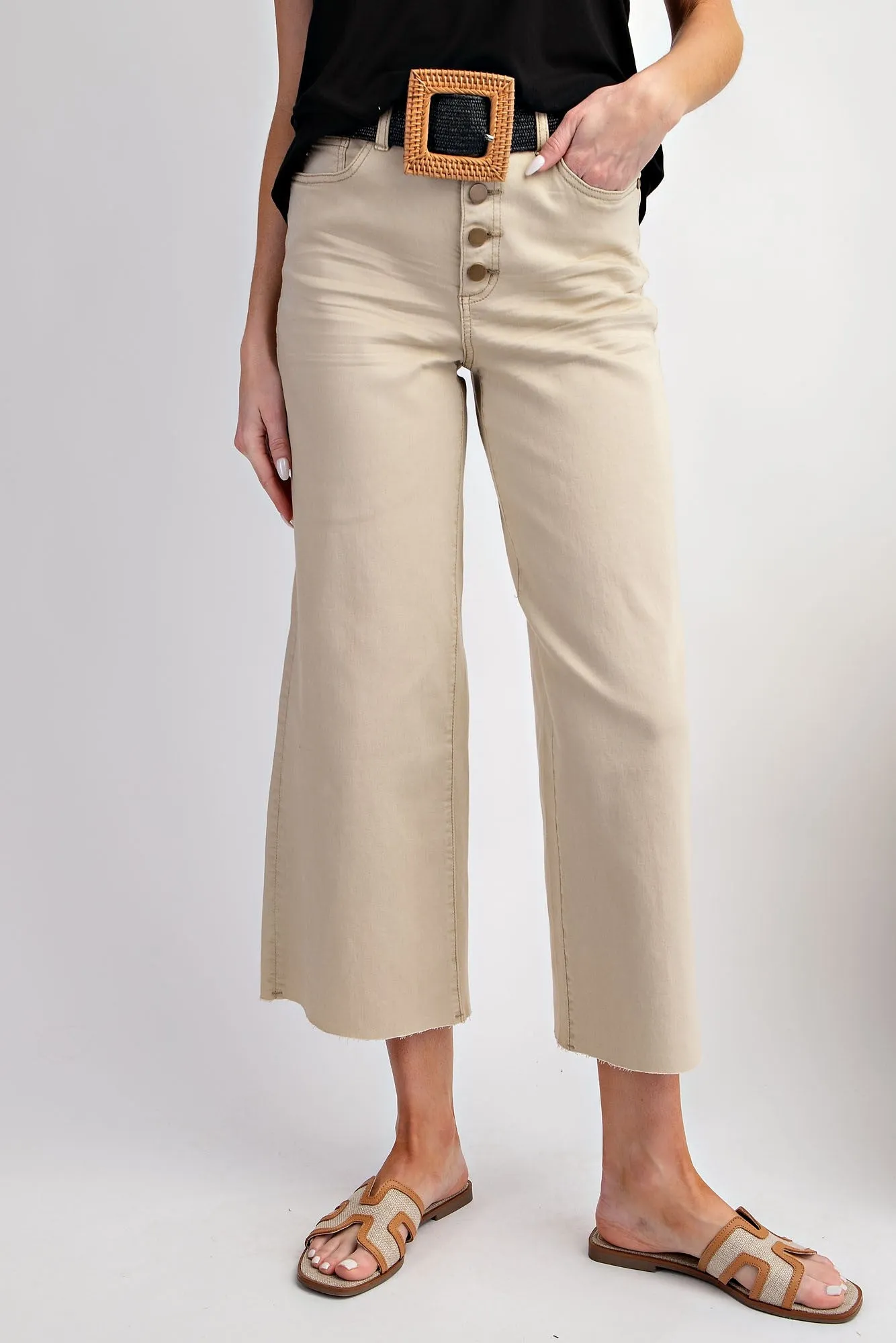 Wide Leg Twill Trousers
