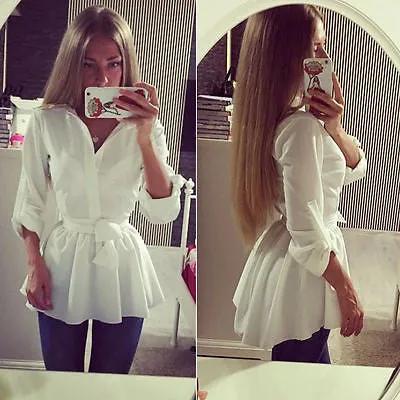 Women's Blouse Shirt Long Sleeve Button Down Casual Tops Ladies Slim Dress