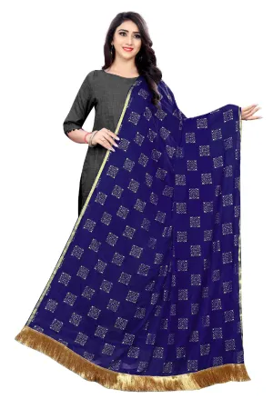 Women's Fancy Chiffon Printed Dupatta (Navy Blue)