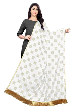 Women's Fancy Chiffon Printed Dupatta (White)