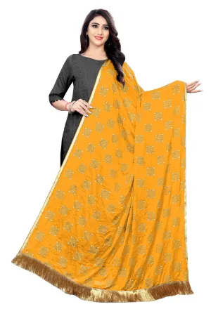 Women's Fancy Chiffon Printed Dupatta (Yellow)