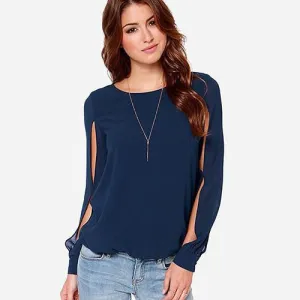 Women's Fashion Loose shirt Long Sleeve Chiffon Casual Blouse Shirt Tops