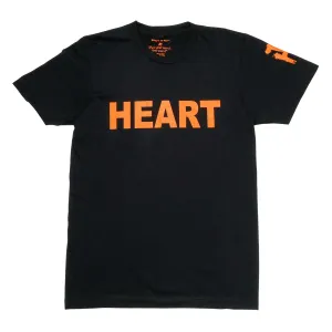 Women's - Heart Black and Orange Crew Neck T-Shirt