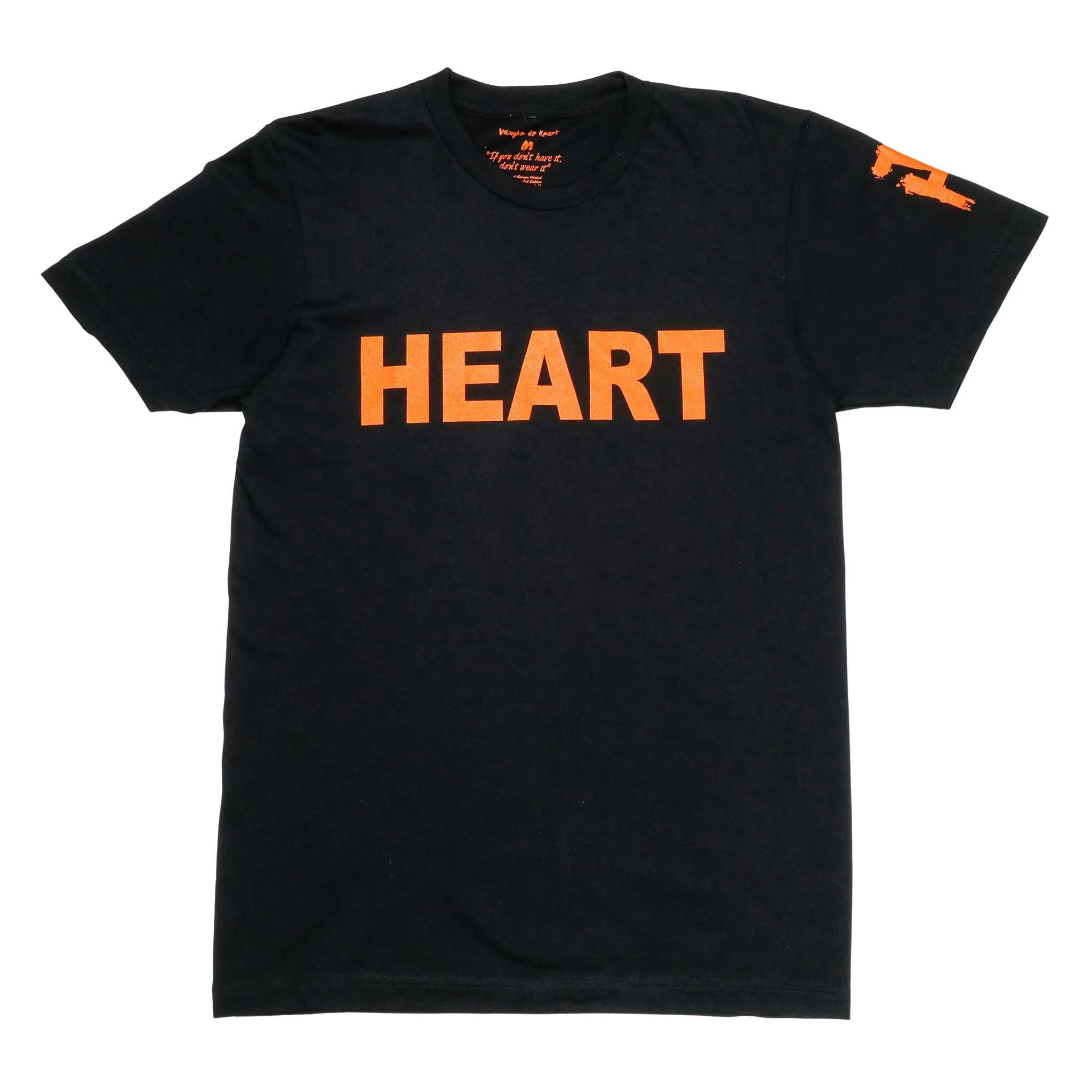 Women's - Heart Black and Orange Crew Neck T-Shirt