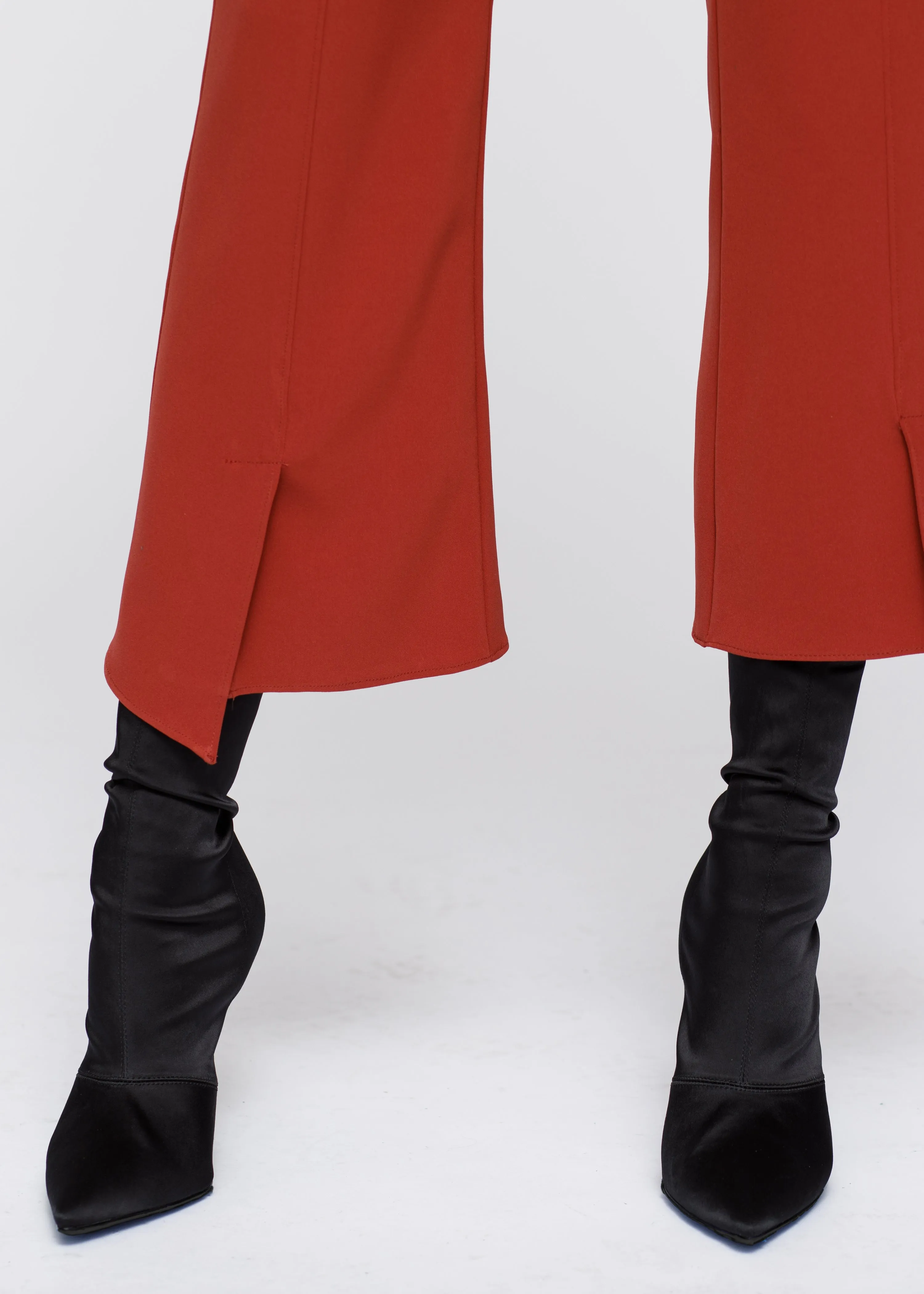 Women's High Waist Front Slit Trouser In Ruby