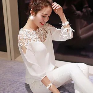 Womens Ladies Long Sleeve Loose Chiffon Blouse Casual Shirt Tops Fashion Blouse