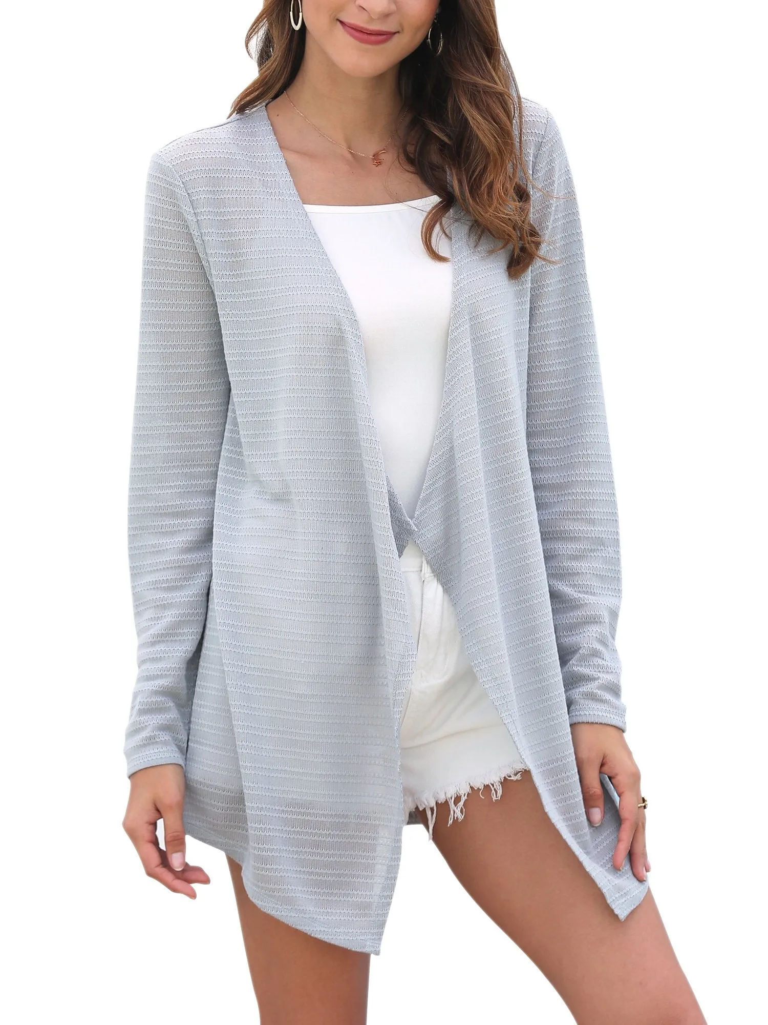 Women's Lightweight Summer Cardigan Open Front Long Sleeve