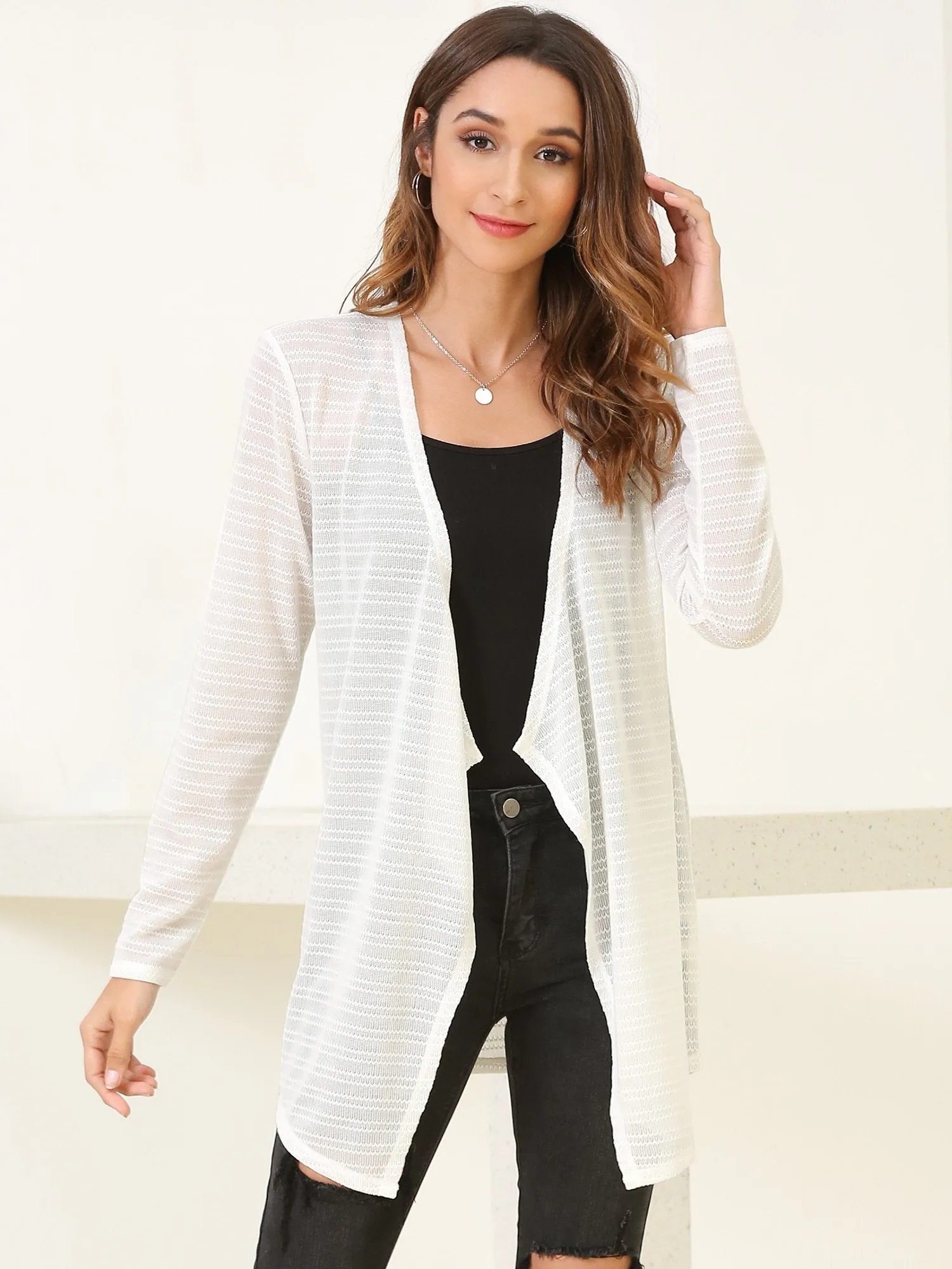 Women's Lightweight Summer Cardigan Open Front Long Sleeve