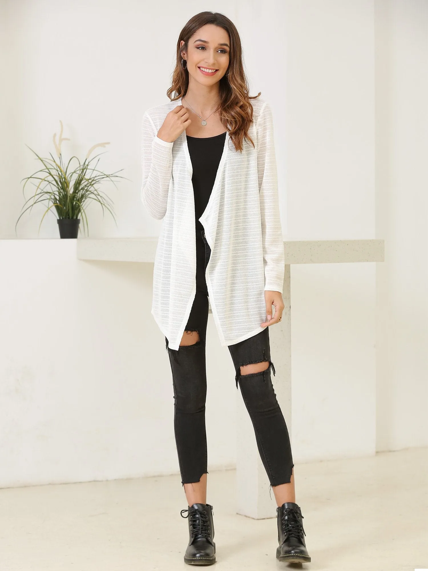 Women's Lightweight Summer Cardigan Open Front Long Sleeve