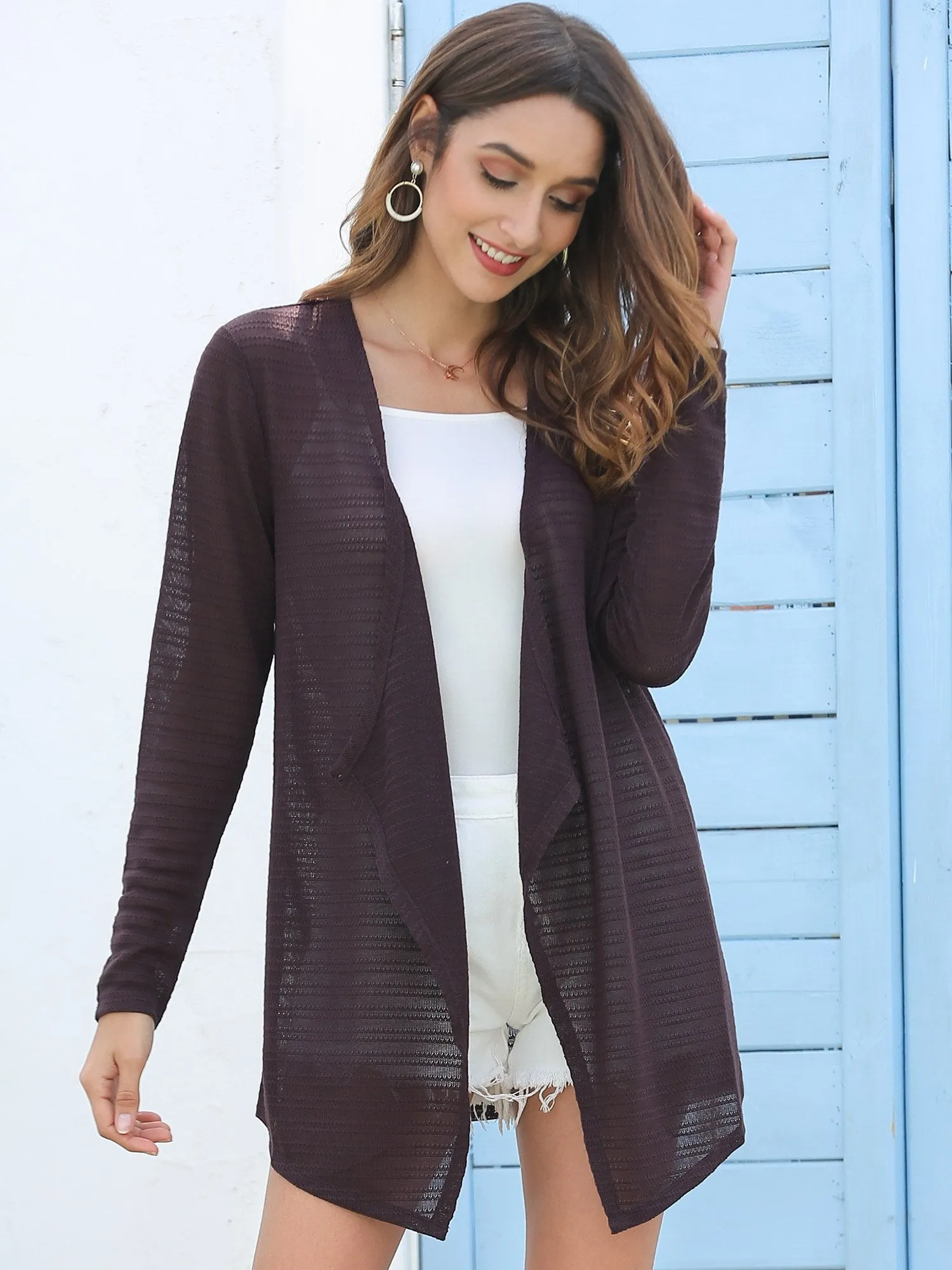 Women's Lightweight Summer Cardigan Open Front Long Sleeve