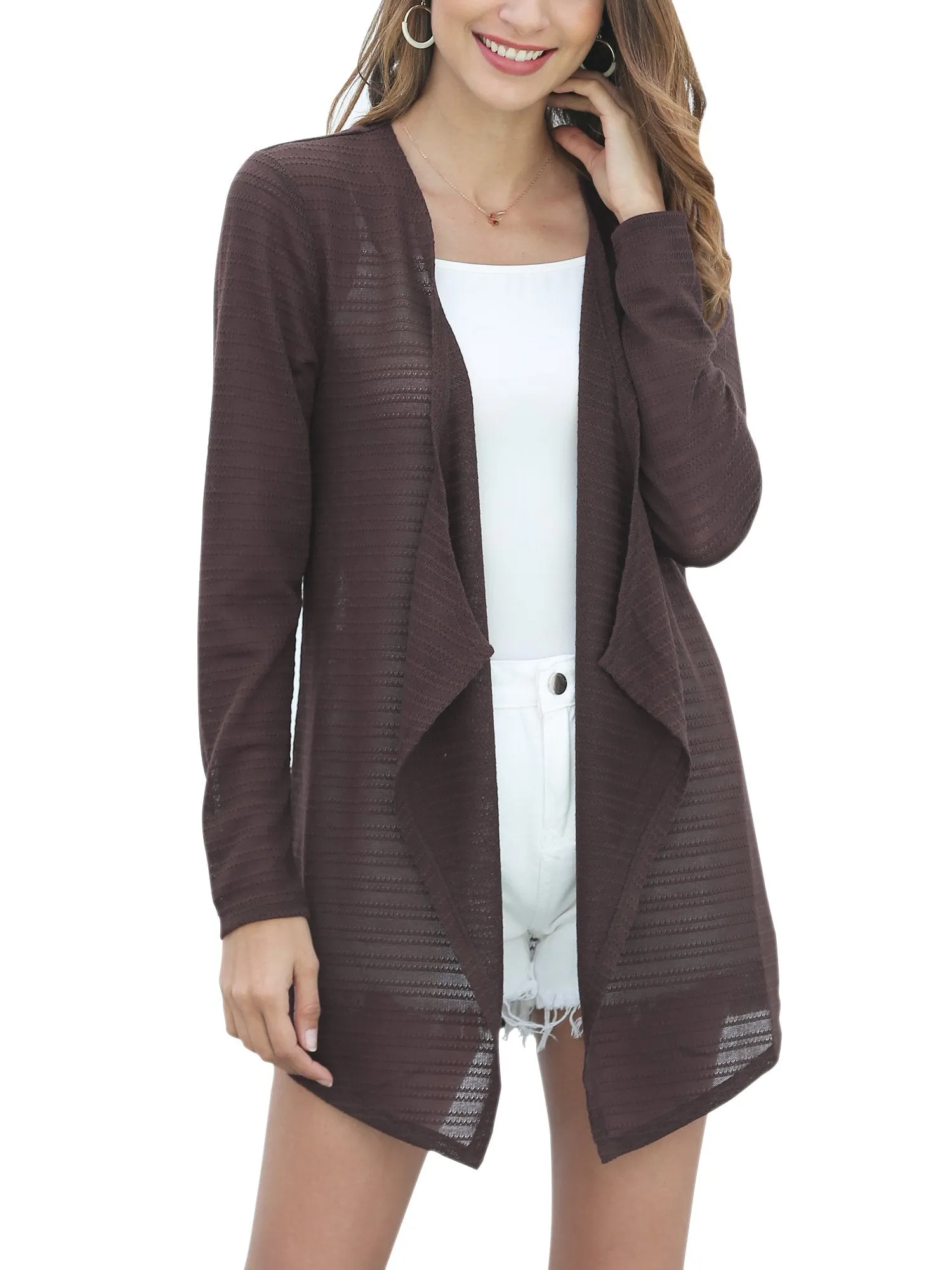 Women's Lightweight Summer Cardigan Open Front Long Sleeve