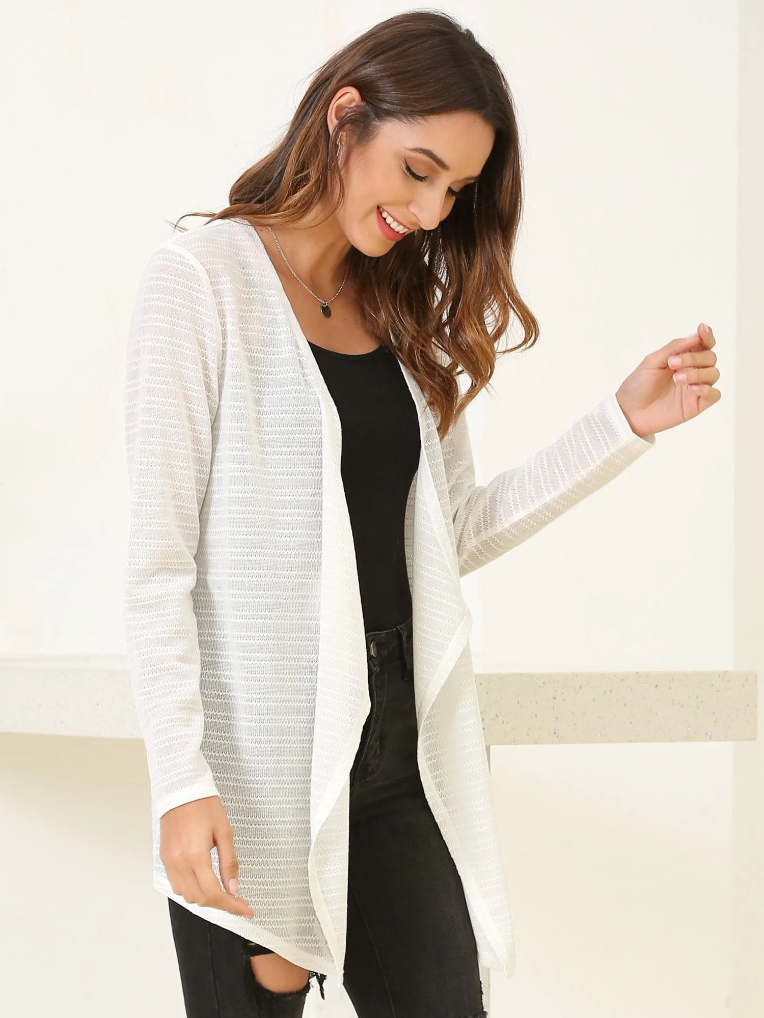 Women's Lightweight Summer Cardigan Open Front Long Sleeve