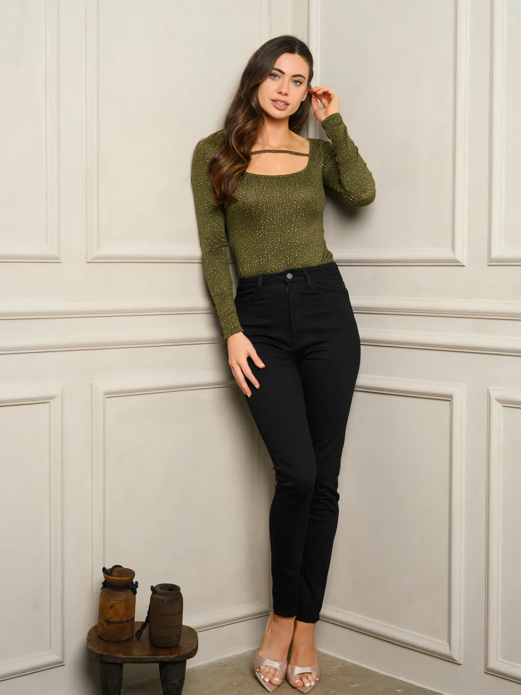 WOMEN'S LONG SLEEVE ANIMAL PRINT BODYSUIT
