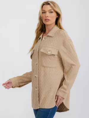 WOMEN'S LONG SLEEVE BUTTON UP OVERSIZED DETAILED TOP