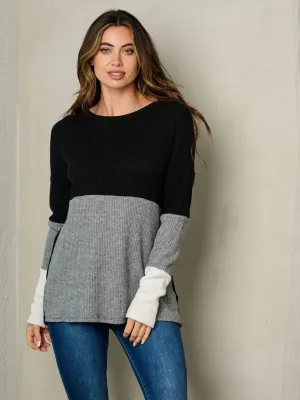 WOMEN'S LONG SLEEVE COLORBLOCK TOP