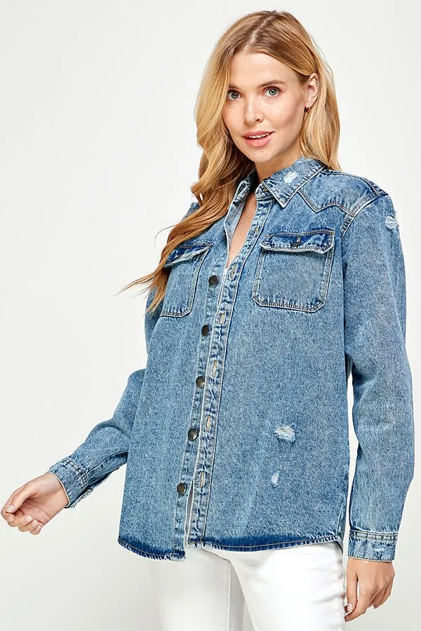 Women's Long Sleeve Denim Shirts (OPEN PACK)