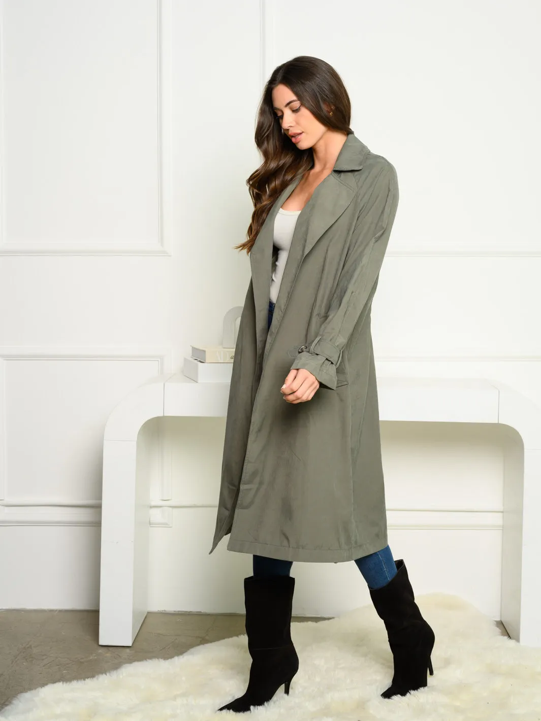 WOMEN'S LONG SLEEVE FRONT OPEN POCKETS LONG CARDIGAN