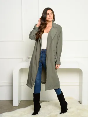 WOMEN'S LONG SLEEVE FRONT OPEN POCKETS LONG CARDIGAN