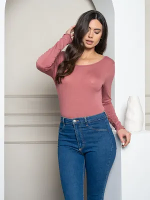 WOMEN'S LONG SLEEVE OPEN BACK BODYSUIT