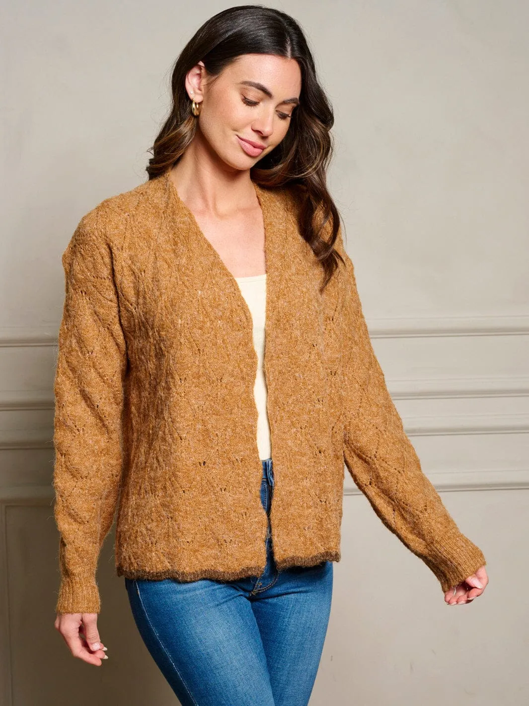 WOMEN'S LONG SLEEVE OPEN FRONT KNIT CARDIGAN
