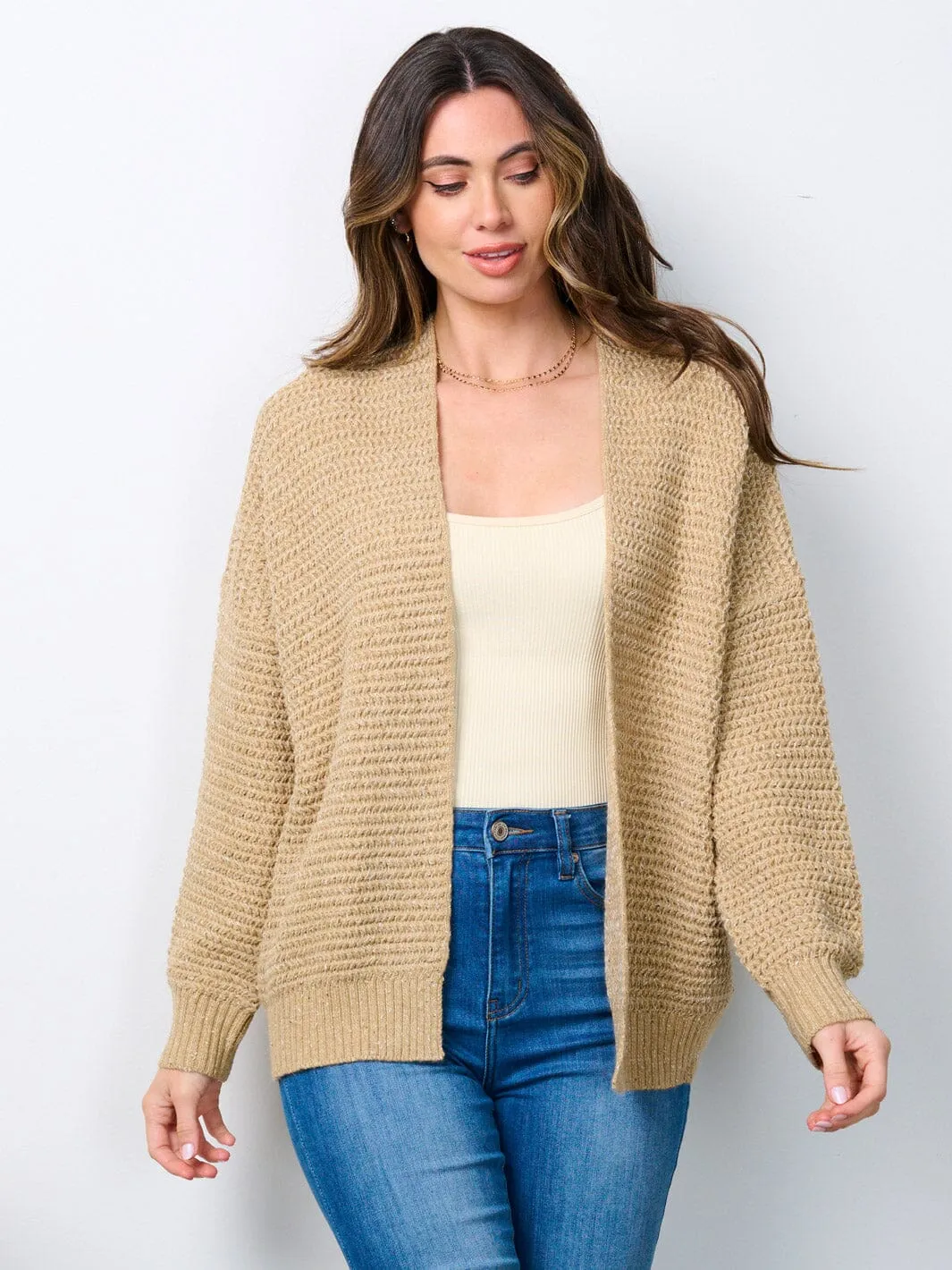 WOMEN'S LONG SLEEVE OPEN FRONT KNIT CARDIGAN
