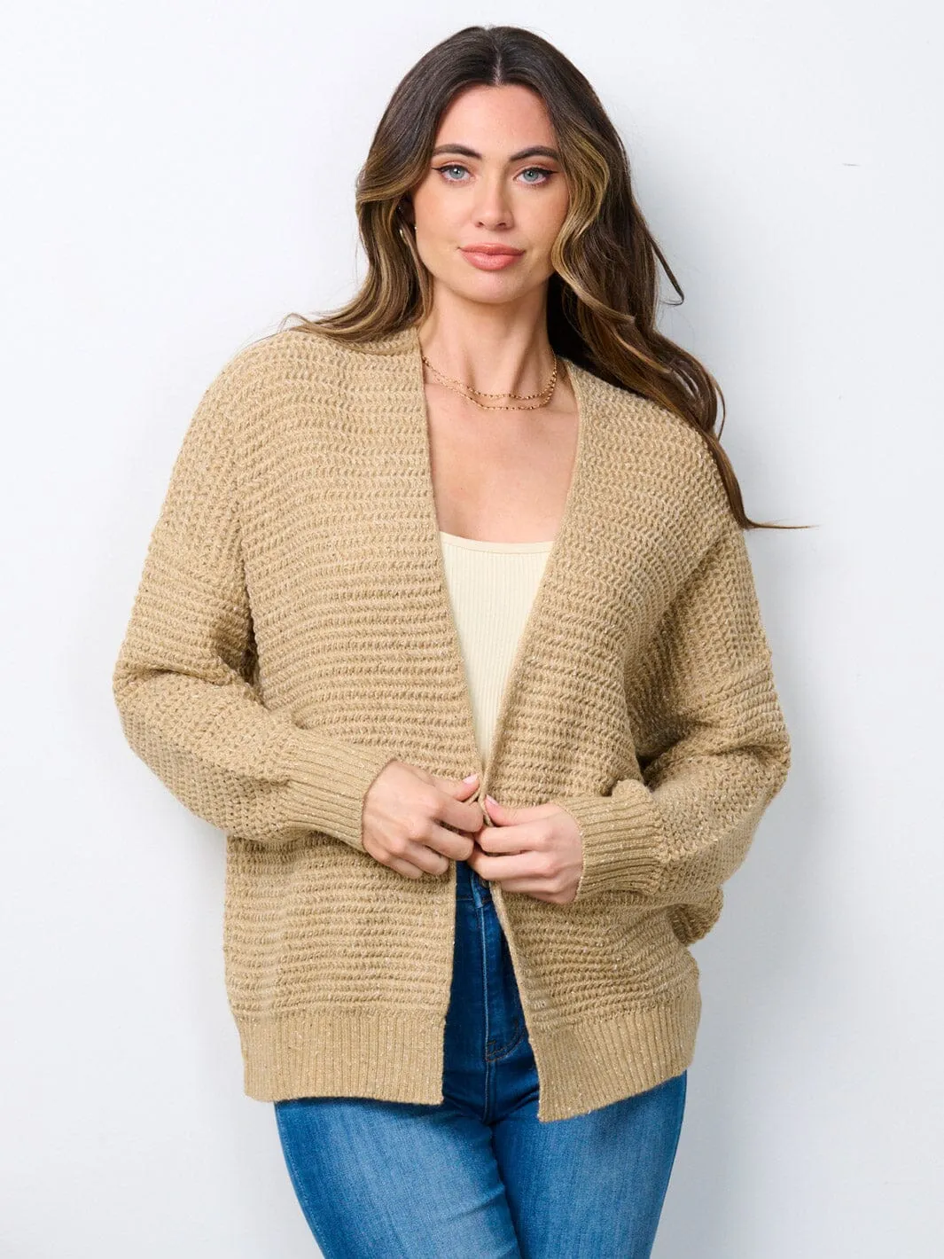 WOMEN'S LONG SLEEVE OPEN FRONT KNIT CARDIGAN