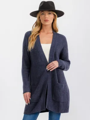 WOMEN'S LONG SLEEVE OPEN FRONT POCKETS CARDIGAN