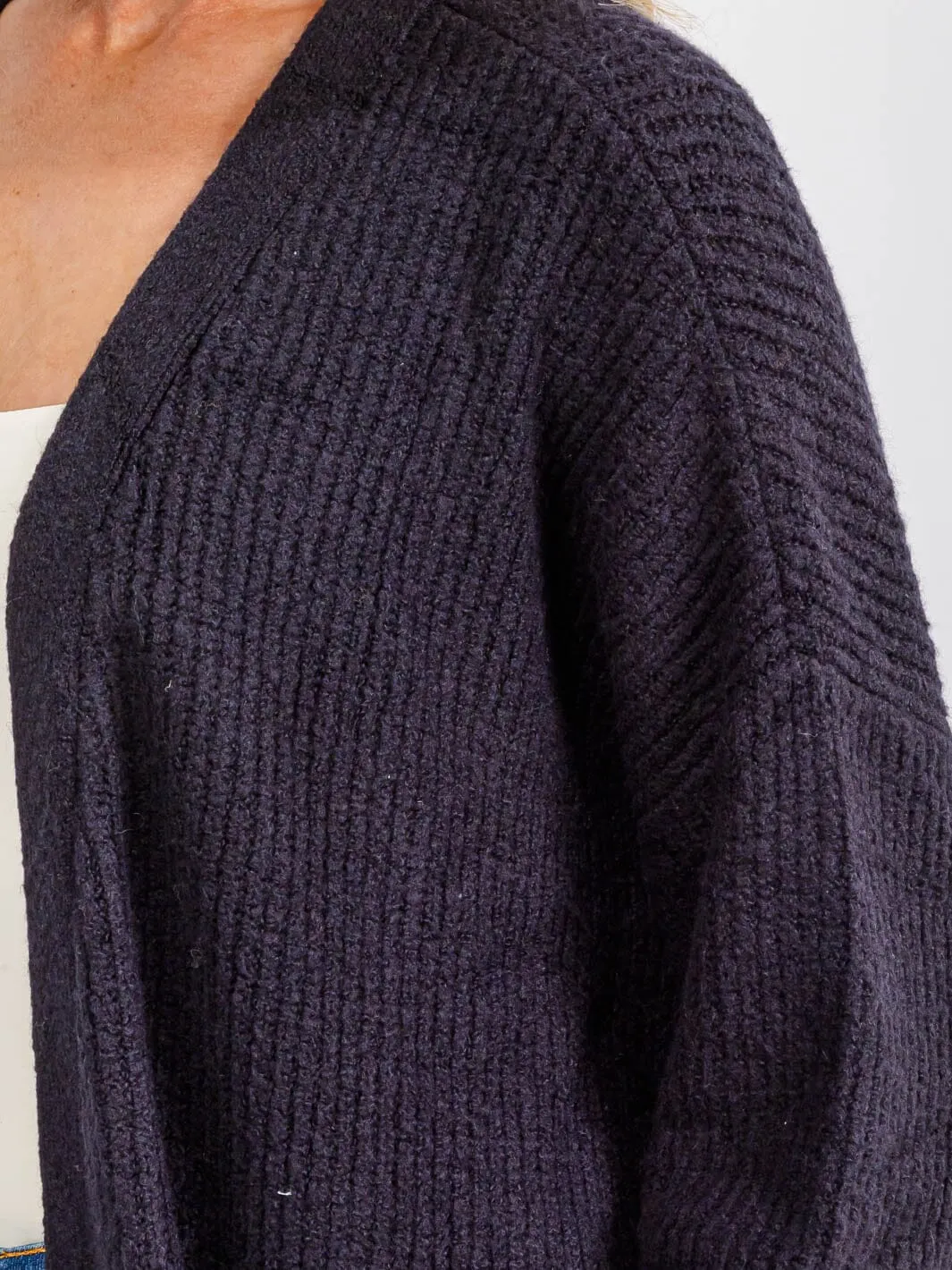 WOMEN'S LONG SLEEVE OPEN FRONT POCKETS CARDIGAN