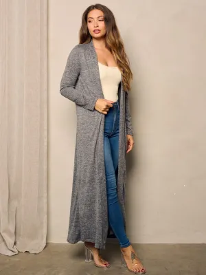 WOMEN'S LONG SLEEVE OPEN FRONT WASHED CARDIGAN