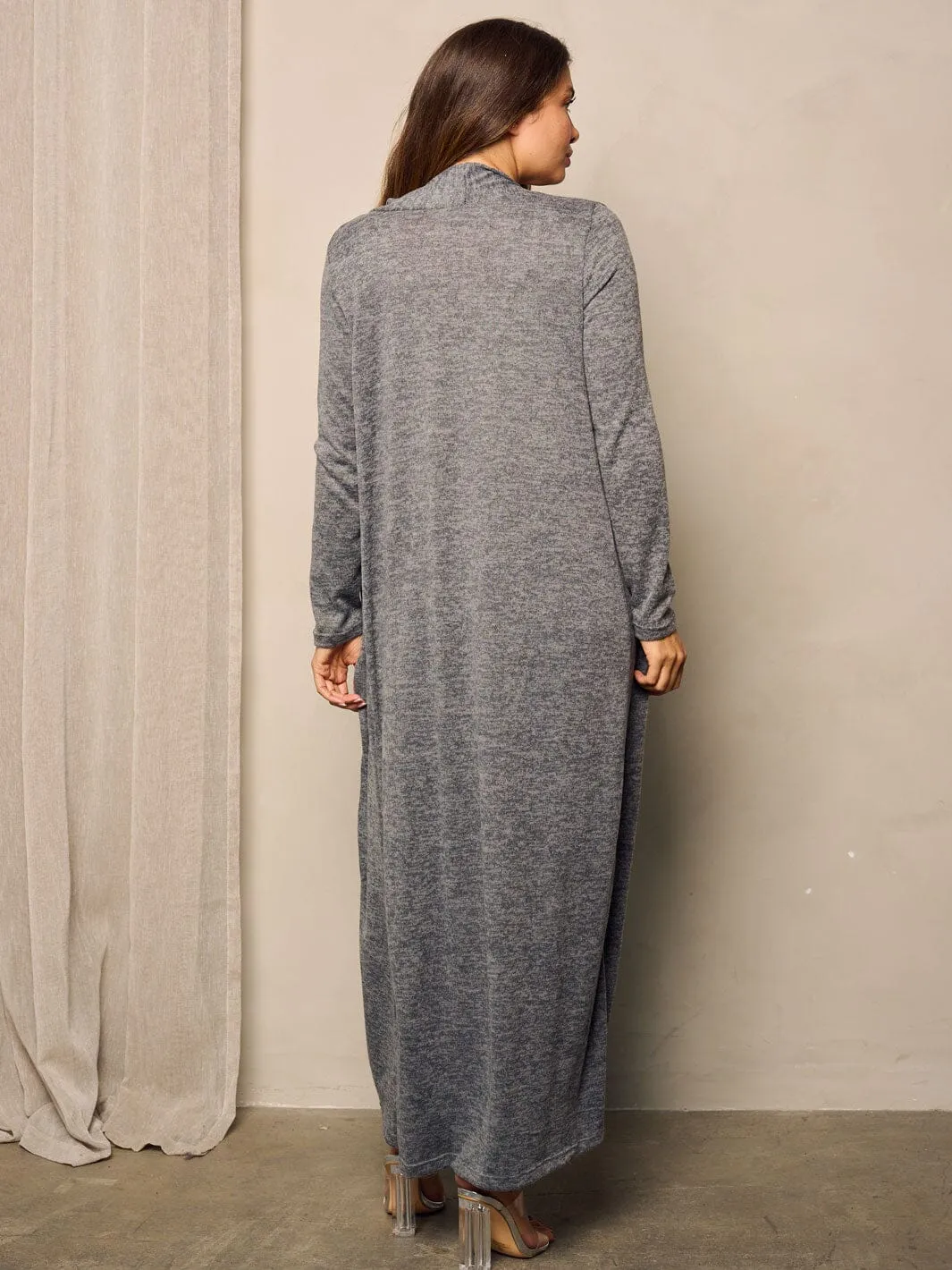 WOMEN'S LONG SLEEVE OPEN FRONT WASHED CARDIGAN