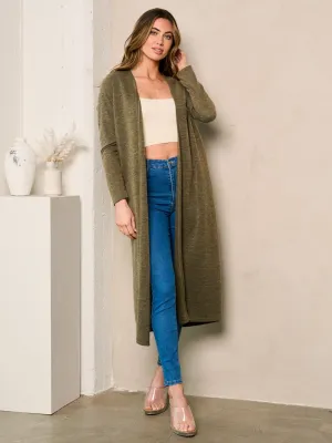 WOMEN'S LONG SLEEVES OPEN FRONT POCKETS CARDIGAN