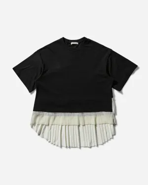 Women's Pleated Hem T-Shirt Black