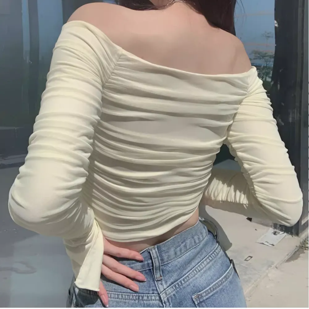 Women's Pleated Shoulder Long Sleeve