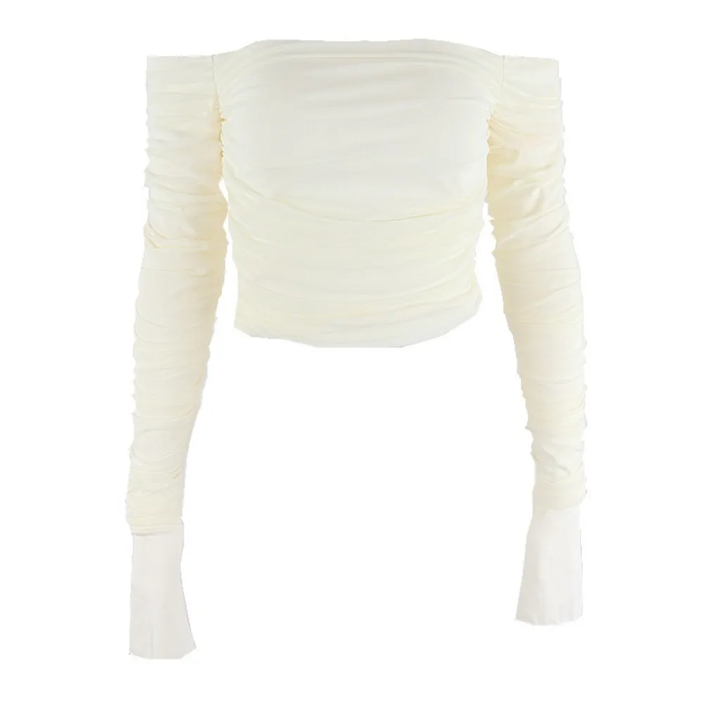 Women's Pleated Shoulder Long Sleeve