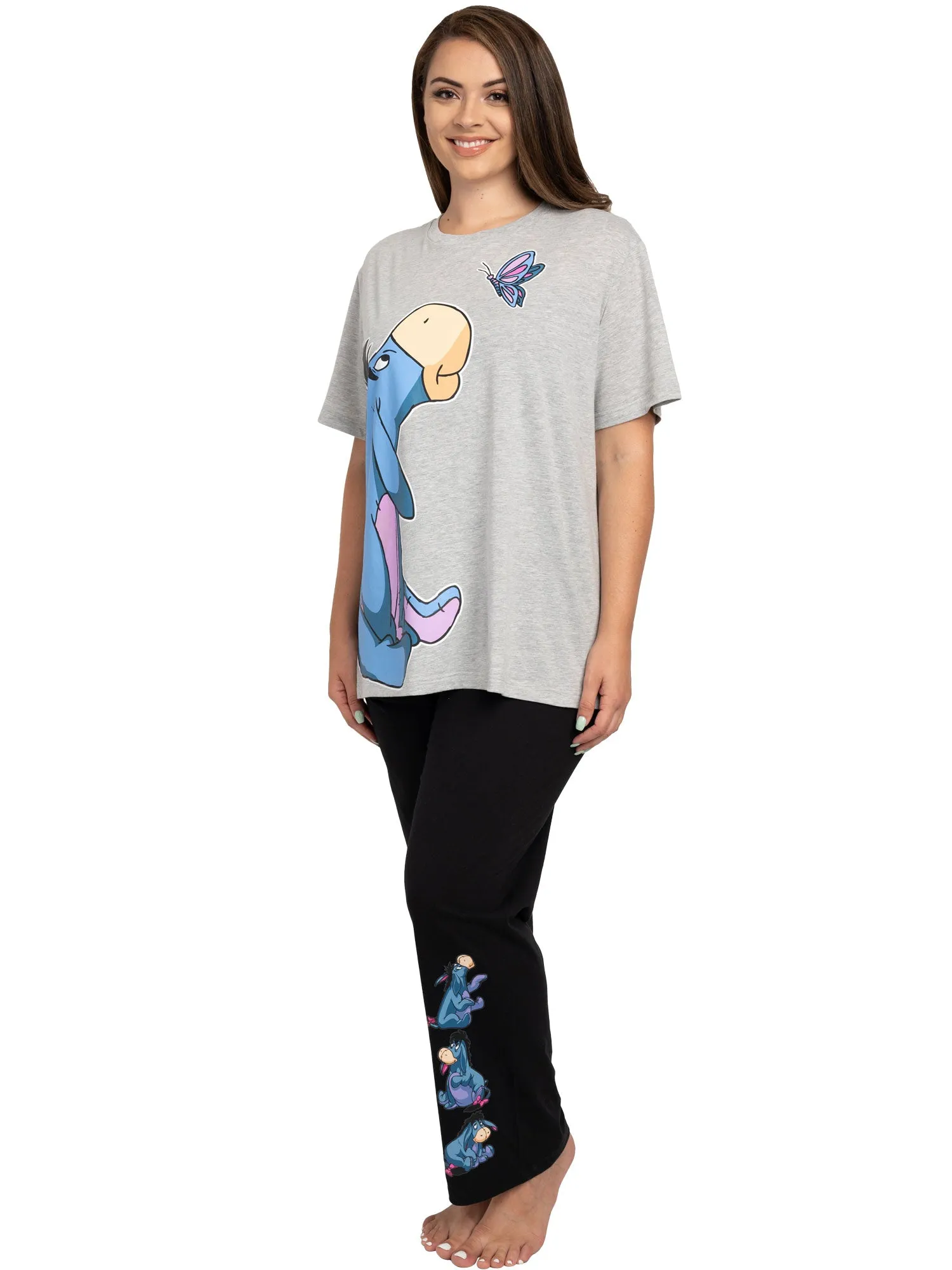Women's Plus Size Eeyore Butterfly T-Shirt & Pajama Pants Lounge Set