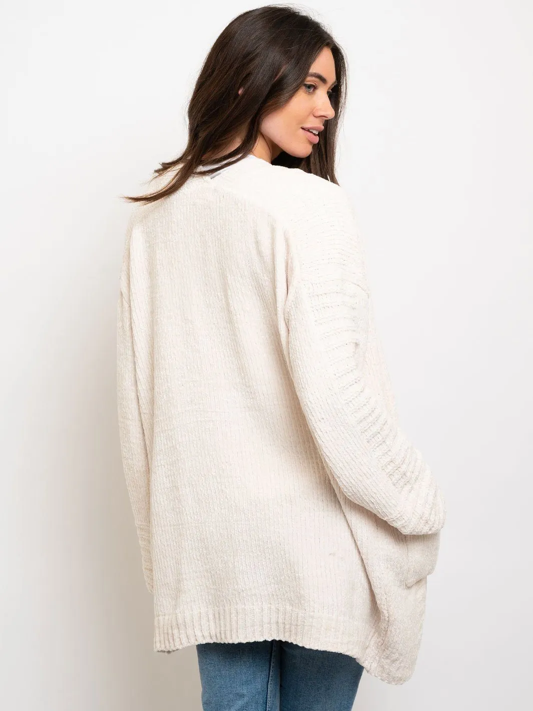 WOMEN'S POCKETS OPEN CARDIGAN